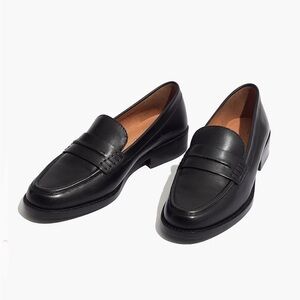 MADEWELL The Elinor Loafer in Leather Black Slip On Penny Loafer Shoe Sz 6